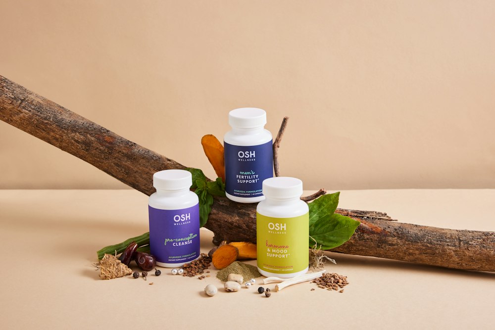 Supplement bottles with natural ingredients